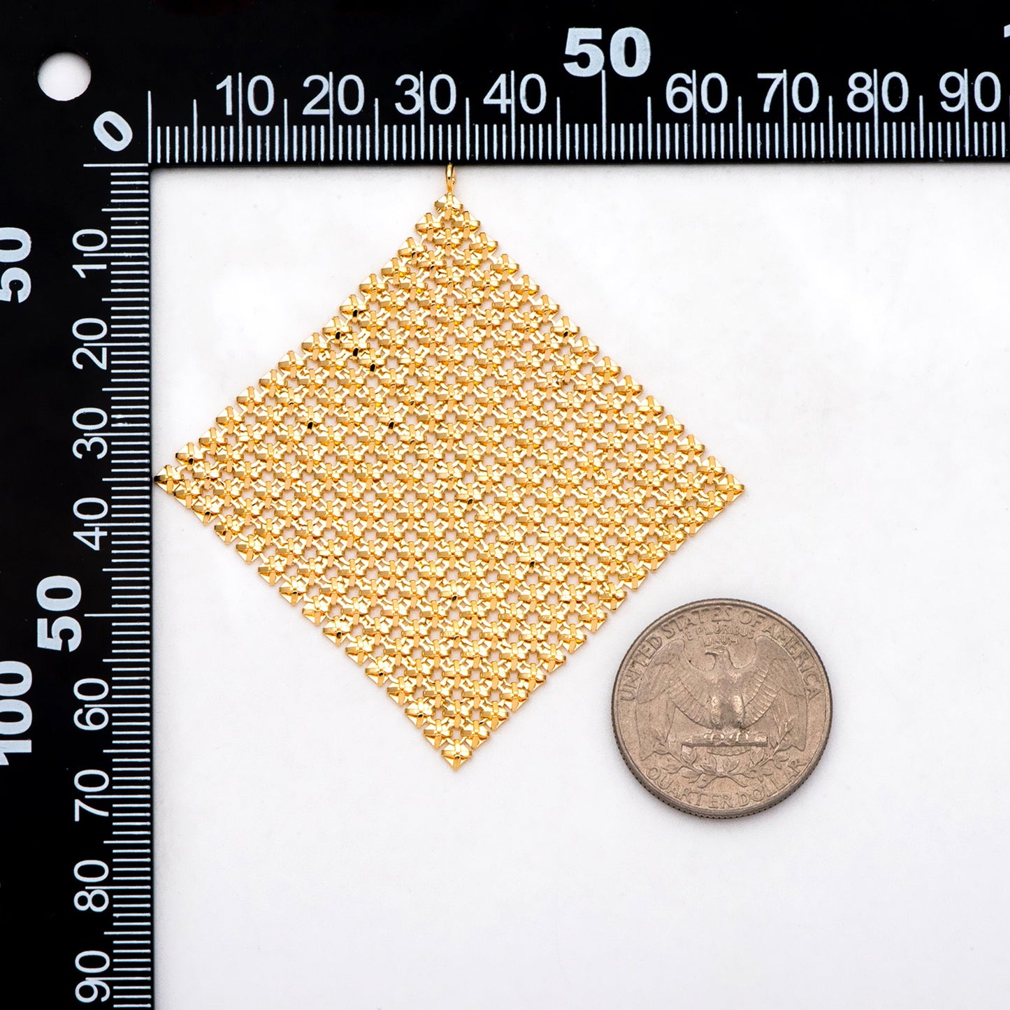 4pcs Gold/ Silver Tone Square Mesh Drop Charms 65mm, Metal Dangle Dangly Flowy Lightweight Earring Charm (GB-3142)