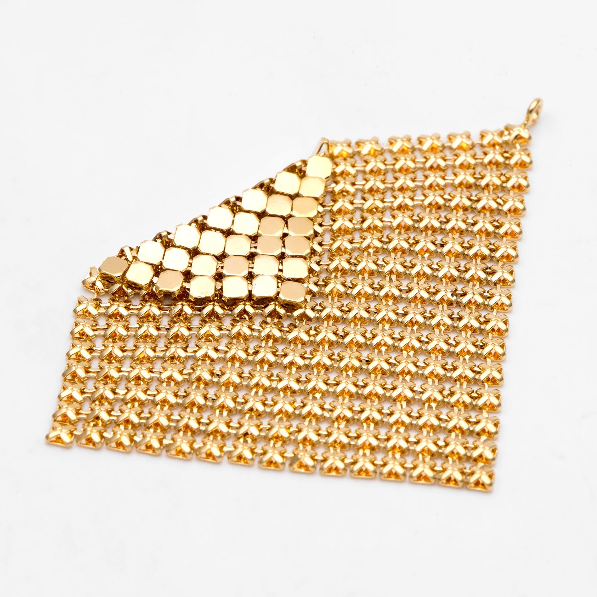 4pcs Gold/ Silver Tone Square Mesh Drop Charms 65mm, Metal Dangle Dangly Flowy Lightweight Earring Charm (GB-3142)