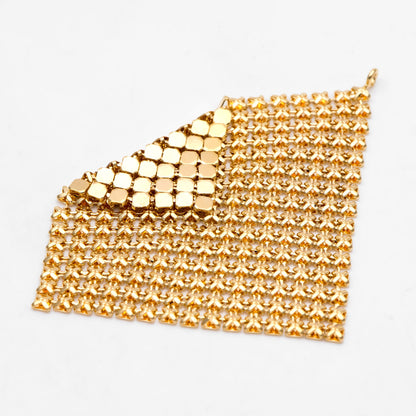 4pcs Gold/ Silver Tone Square Mesh Drop Charms 65mm, Metal Dangle Dangly Flowy Lightweight Earring Charm (GB-3142)