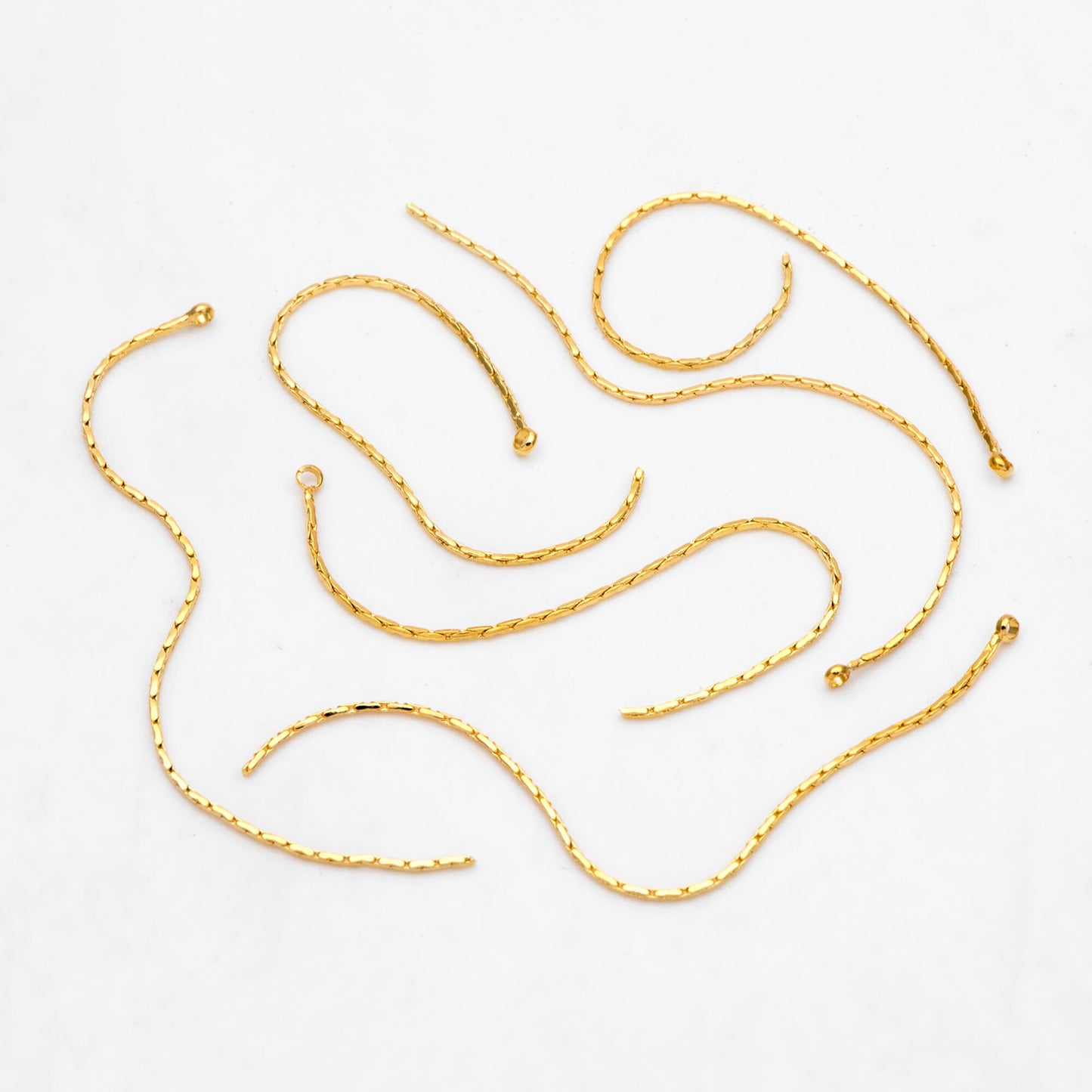 4pcs Gold Long Box Chain Charms 72mm, Gold plated Brass Chain Tassel Pendants (GB-3523-E)