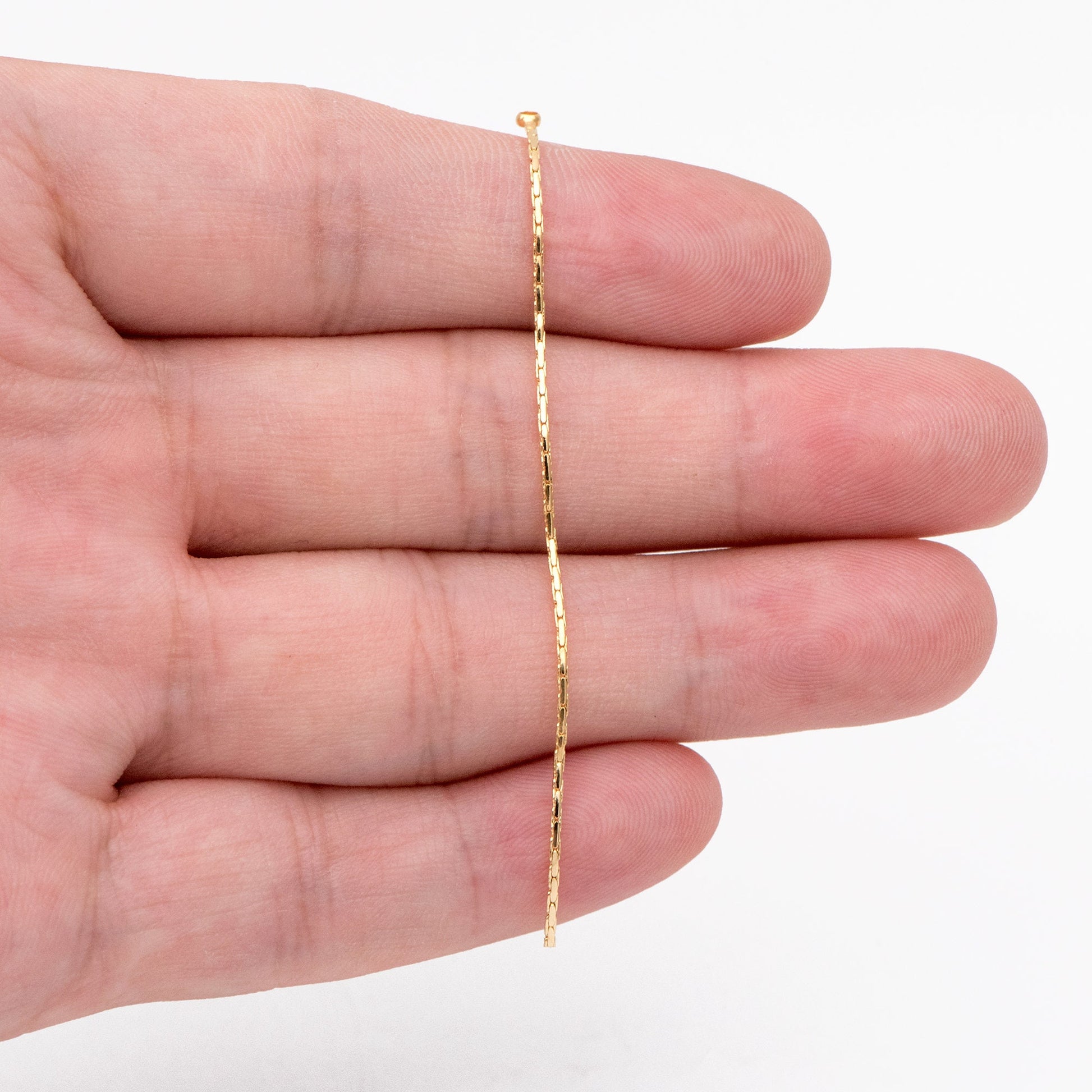 4pcs Gold Long Box Chain Charms 72mm, Gold plated Brass Chain Tassel Pendants (GB-3523-E)