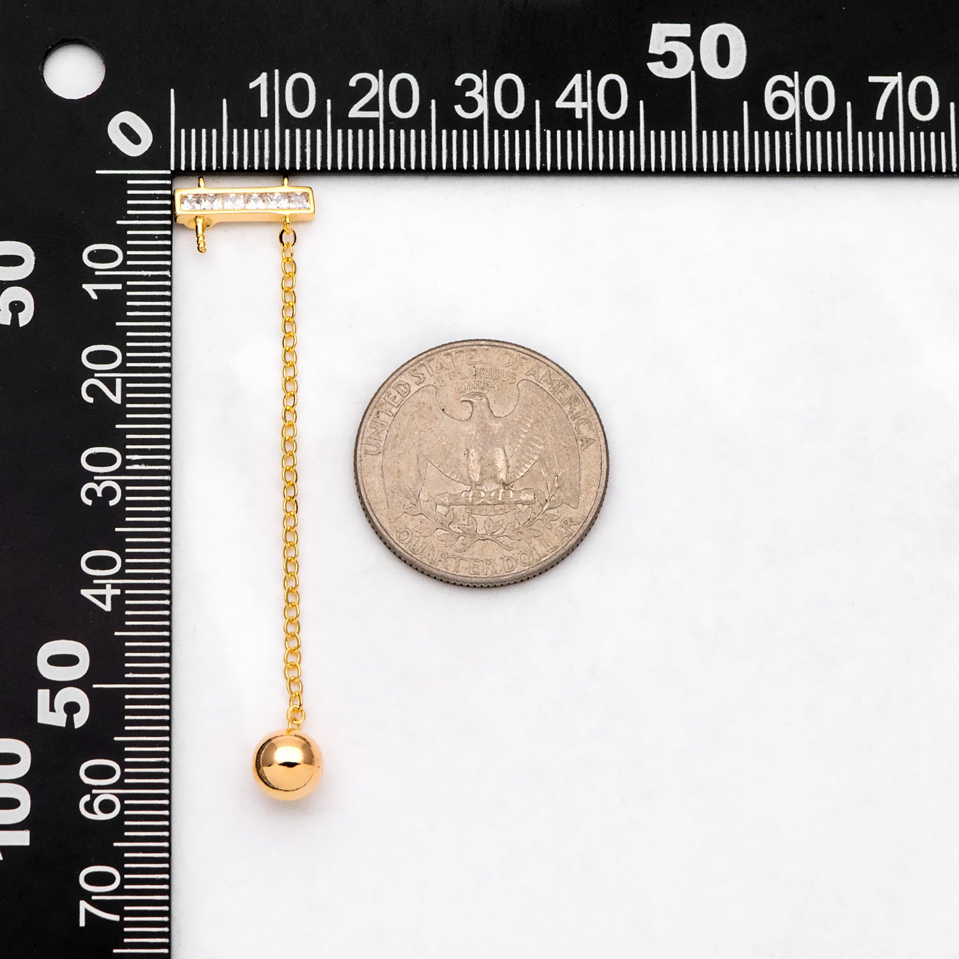 4pcs CZ connectors with 2 loops, Chain charms with Pearl Peg Mounts, Half Drilled Pearl Settings (GB-3153)