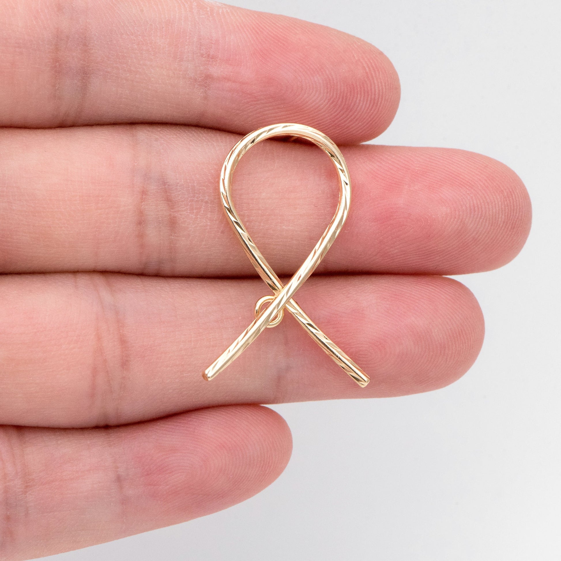 10pcs Gold Curved Rope Earring With A Loop, Gold plated Brass Knot Stud Earrings (GB-3161)