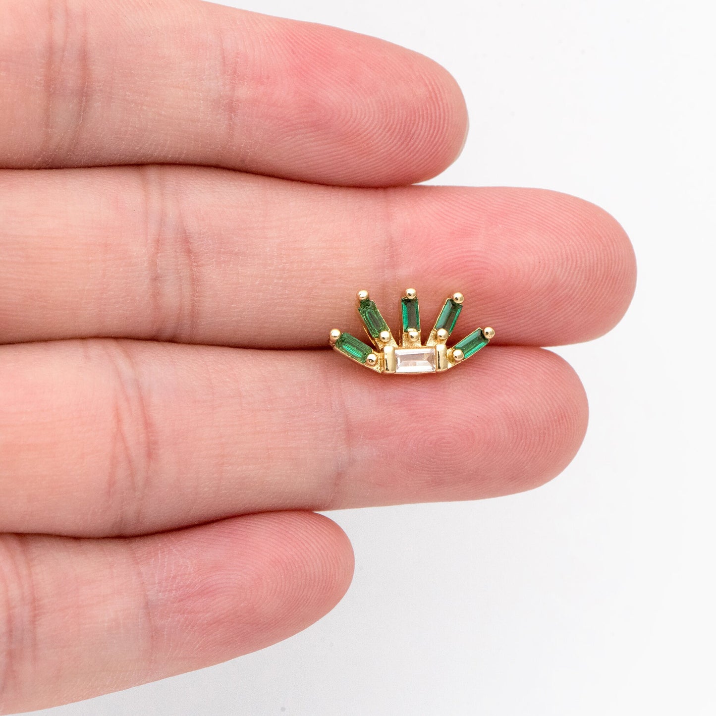 4pcs CZ Pave Rectangle Earring Studs, 18K Gold plated Brass Ear Posts, Geometric Earring Findings (#GB-3247)