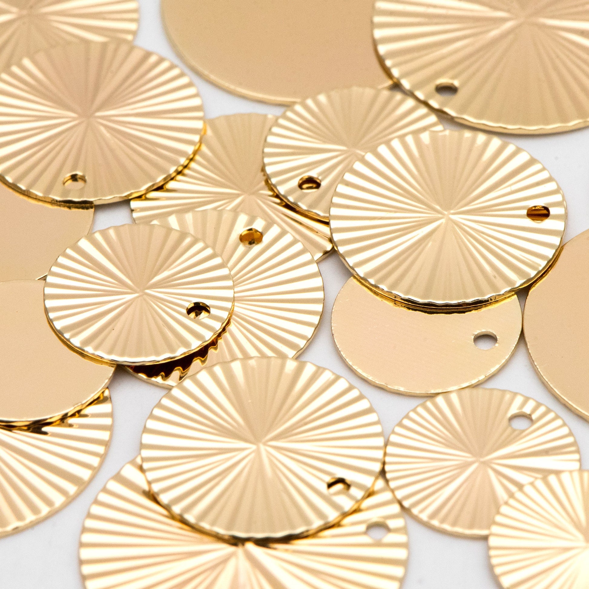10pcs Gold/ Silver Round Disc Charms 12/ 15/ 20mm, 18K Gold/ Rhodium plated Brass Disk Pendants (GB-3274)