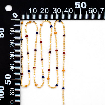 Mix Color Enamel Bead Chains: Gold Plated Brass Rainbow Chain, (#LK-579)/ 1 Meter