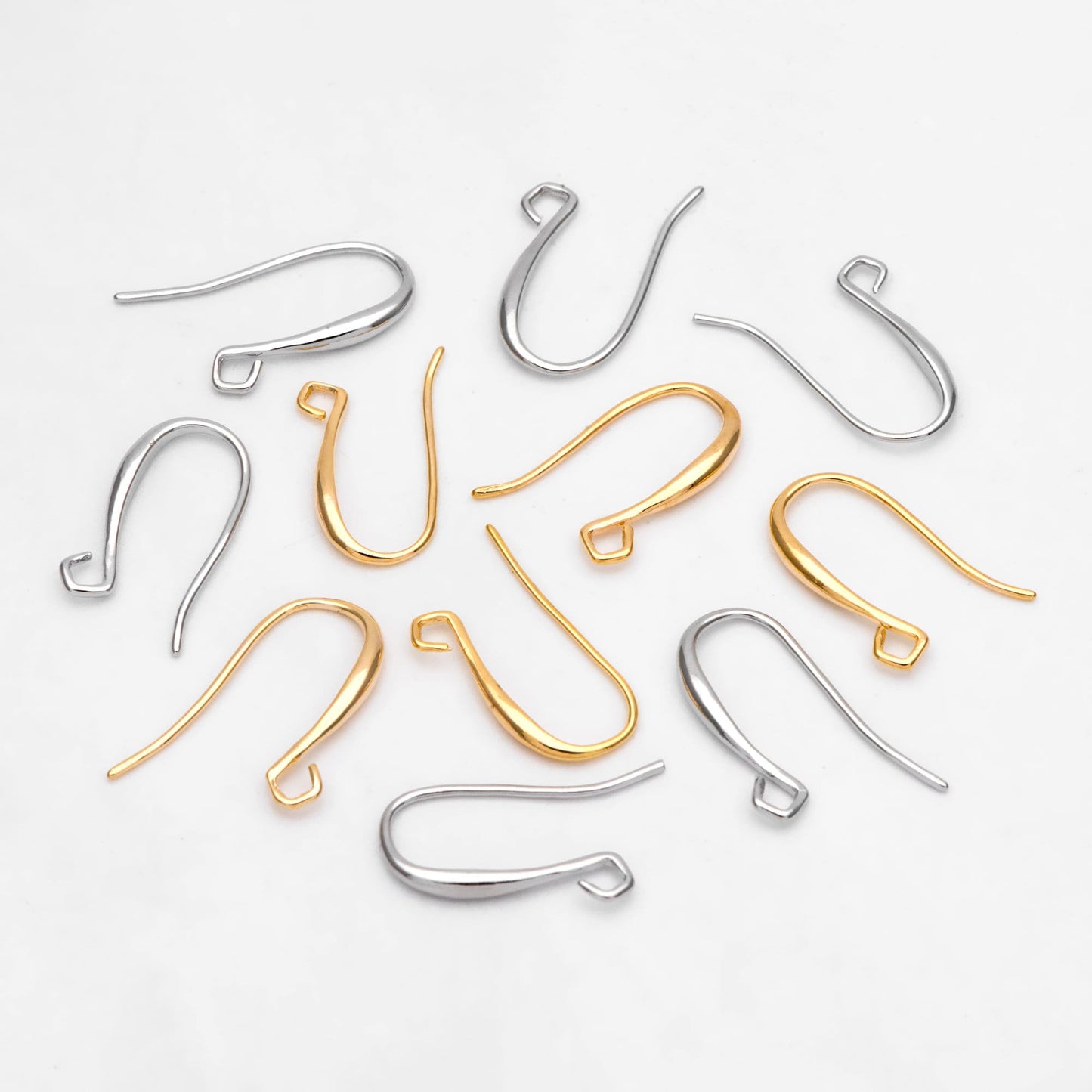 10pcs Gold/ Silver Ear Hooks, Ear Wires, French Hook Earrings, Simple Earrings, Earrings Findings (GB-3151)