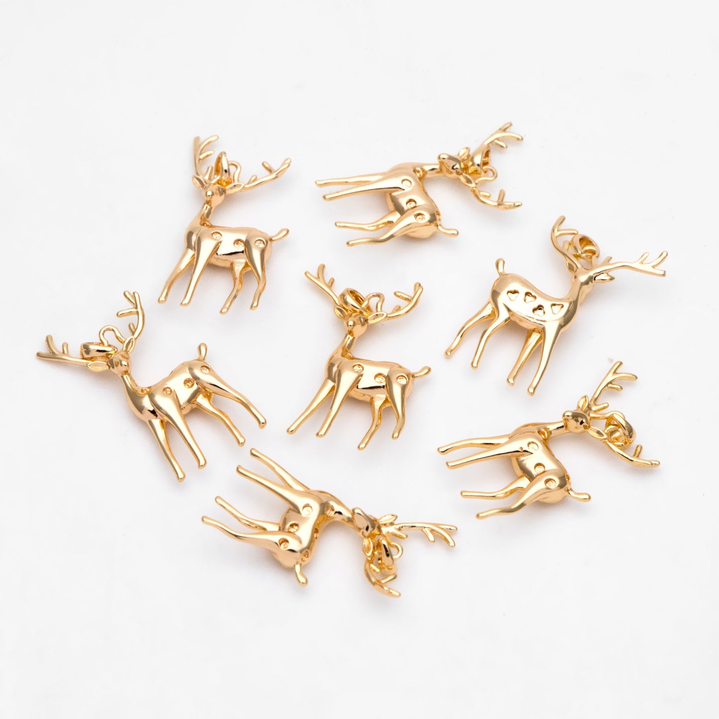 4pcs Gold Deer Charms with Bail, Jewelry Making, Diy Material, Jewelry Supplies (GB-2517-H)