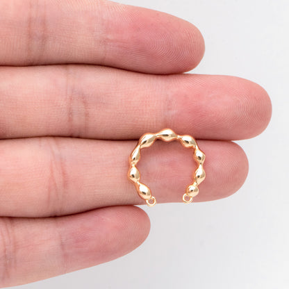 10pcs Gold U-Shaped Earring with Loops, 18K Gold plated Brass Stud Earring (GB-3226-C)