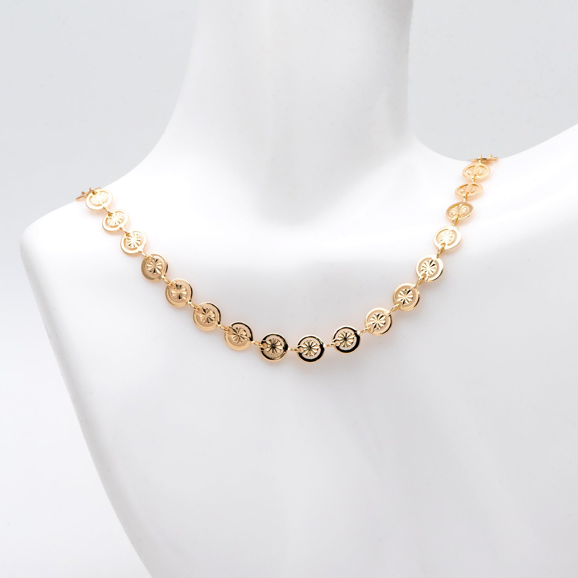 Gold/ Silver Round Disc Chains 6mm, Gold/ Rhodium plated Brass, Disk Coin Geometric Chain (#LK-582)/ 1 Meter=3.3ft