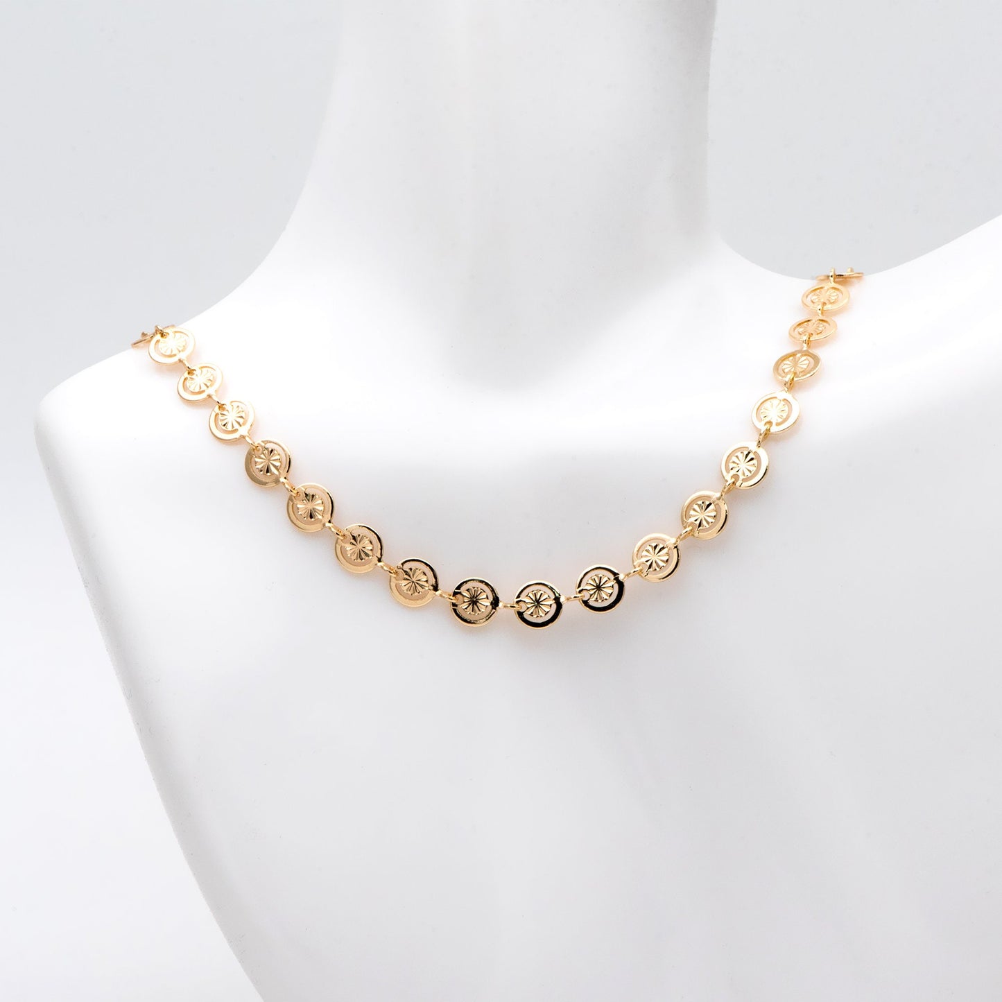 Gold/ Silver Round Disc Chains 6mm, Gold/ Rhodium plated Brass, Disk Coin Geometric Chain (#LK-582)/ 1 Meter=3.3ft