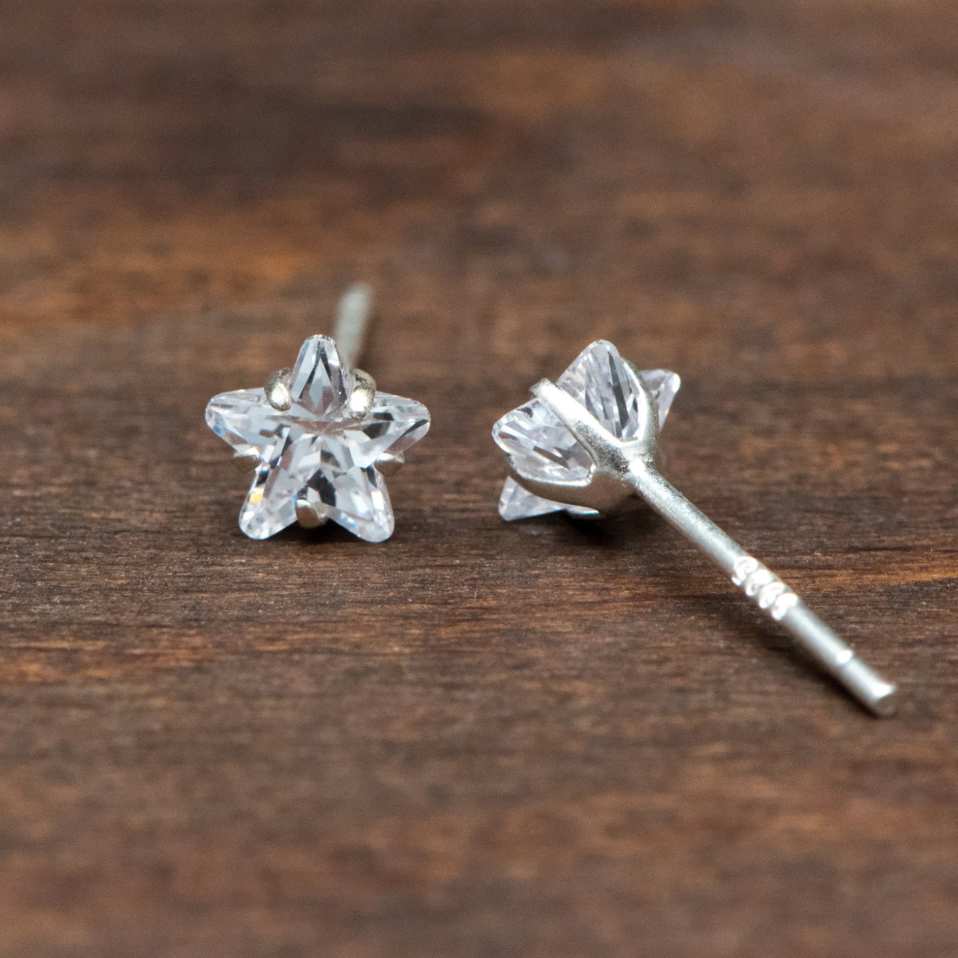 10pcs Sterling Silver Star Stud Earring, Tiny Minimalist Earring, Cubic Zirconia Ear Findings, Hypoallergenic Earrings Wholesale (CY-030)
