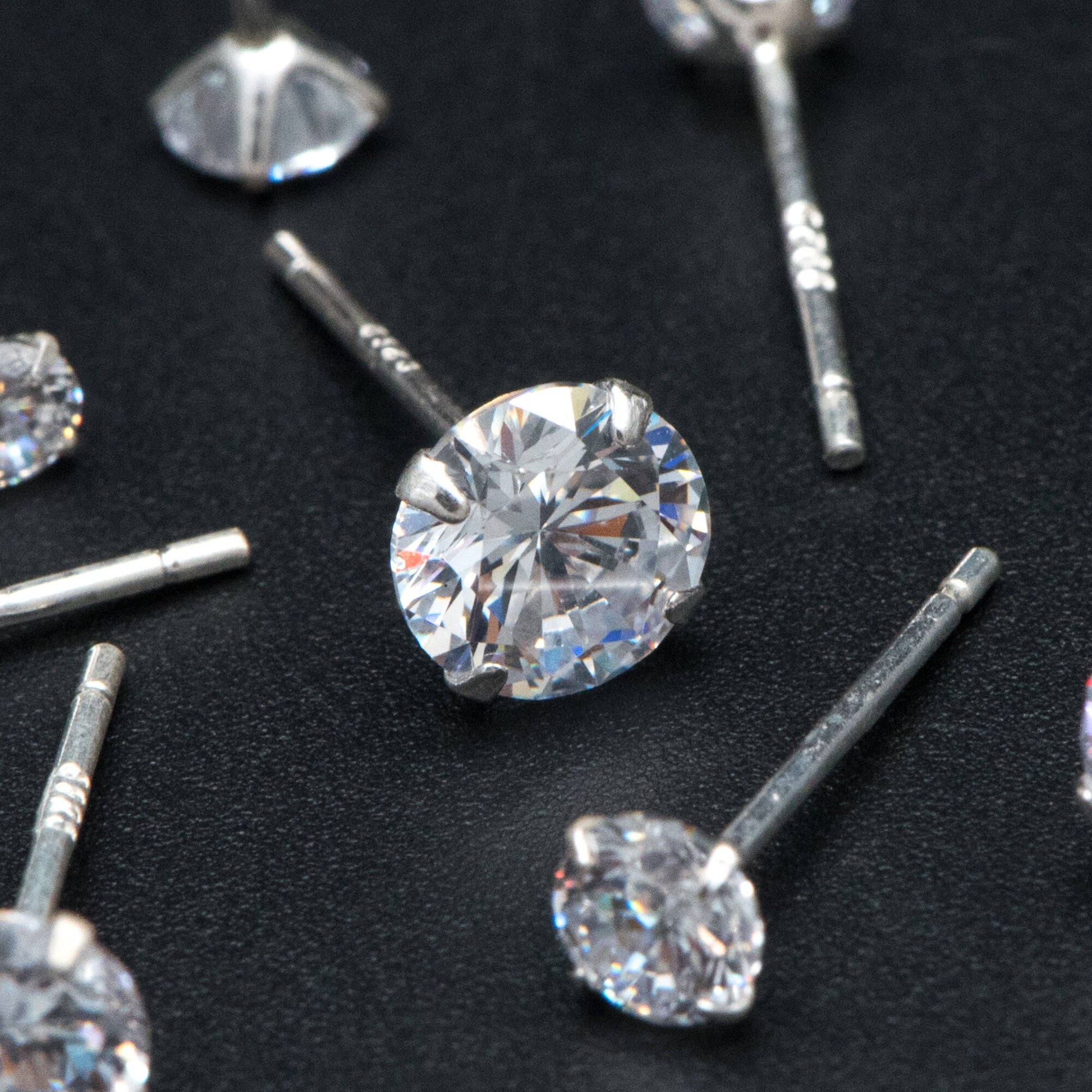 10pcs Sterling Silver Stud Earring, Dainty Minimalist Earring, Tiny CZ Diamond Earring, 3/ 4/ 5/ 6mm Multi Size (CY-031)
