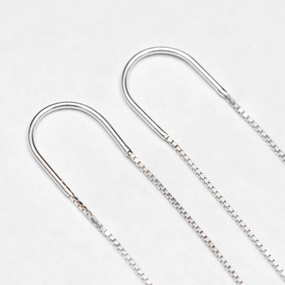 10pcs Sterling Silver Threader Earrings, .925 Silver Box Chain, Earwire Thread with Open Jump Ring (CY-033)