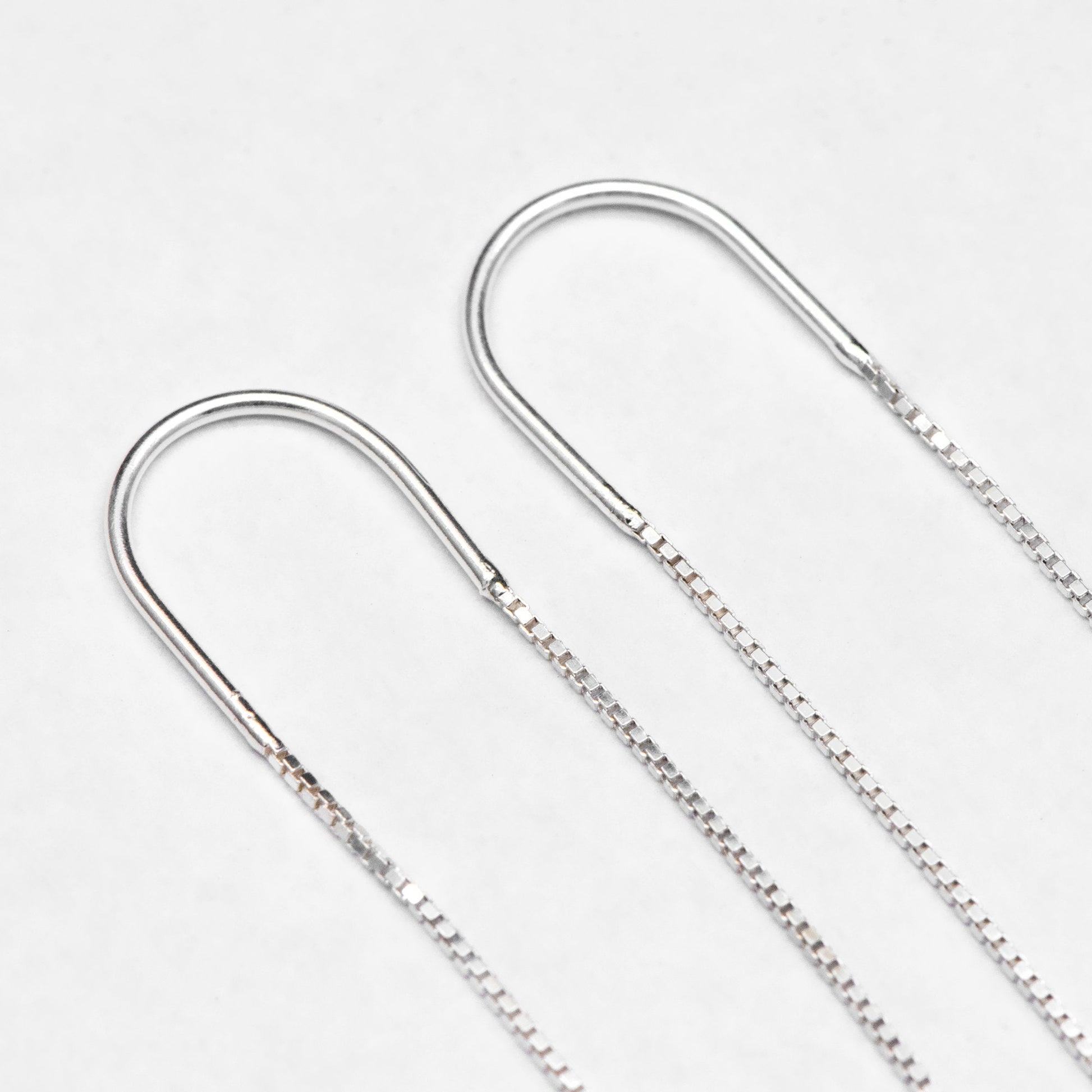 10pcs Sterling Silver Threader Earrings, .925 Silver Box Chain, Earwire Thread with Open Jump Ring (CY-033)