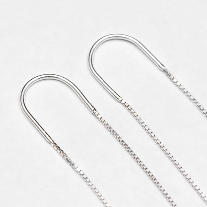 10pcs Sterling Silver Threader Earrings, .925 Silver Box Chain, Earwire Thread with Open Jump Ring (CY-033)