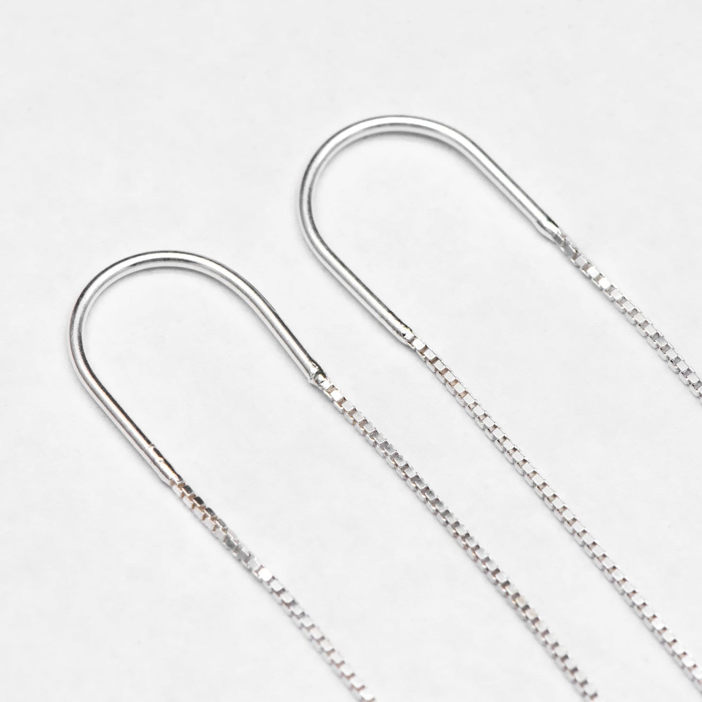 10pcs Sterling Silver Threader Earrings, .925 Silver Box Chain, Earwire Thread with Open Jump Ring (CY-033)