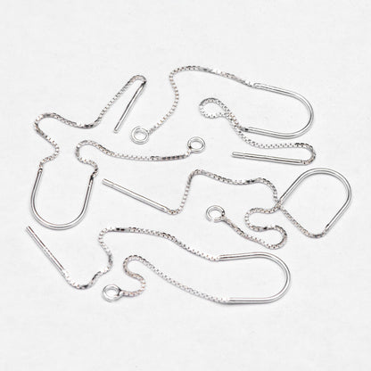 10pcs Sterling Silver Threader Earrings, .925 Silver Box Chain, Earwire Thread with Open Jump Ring (CY-033)
