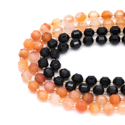 9x10mm Natural Agate Stone Faceted Beads, Agate Beads, Faceted Energy Prism Cut Gemstone Beads, Full 14 inch strands (TR-043)