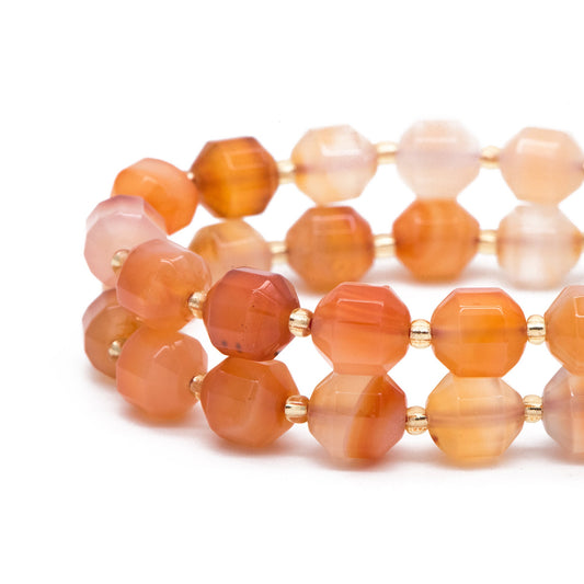 9x10mm Natural Agate Stone Faceted Beads, Agate Beads, Faceted Energy Prism Cut Gemstone Beads, Full 14 inch strands (TR-043)