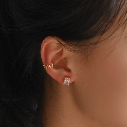 10pcs CZ Pave Rectangle Earring Studs, 18K Gold/ Rhodium plated Brass Ear Posts, Geometric Earring Findings (#GB-2618-C)