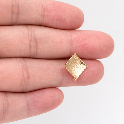 10pcs Gold Curved Rhombus Earring With A Loop, Real Gold Plated Brass Geometric Earring Studs (GB-3214)