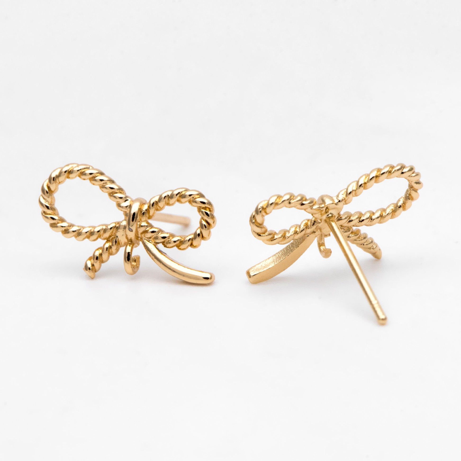 10pcs Gold plated Brass Bow Knot Ear Posts 14x10mm, Bowknot Stud Earrings (GB-3218)