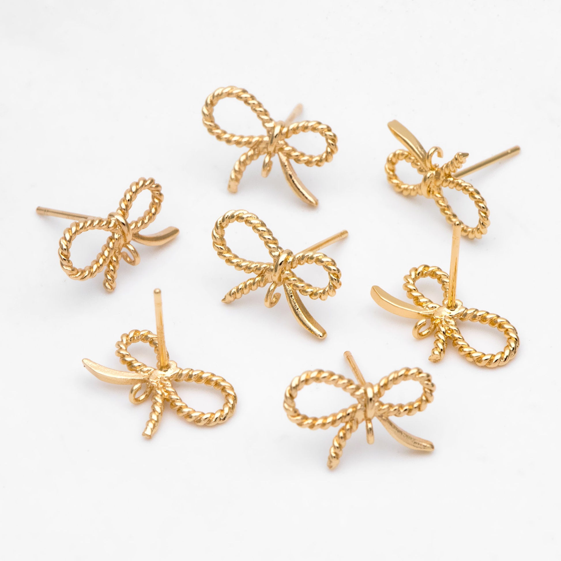 10pcs Gold plated Brass Bow Knot Ear Posts 14x10mm, Bowknot Stud Earrings (GB-3218)