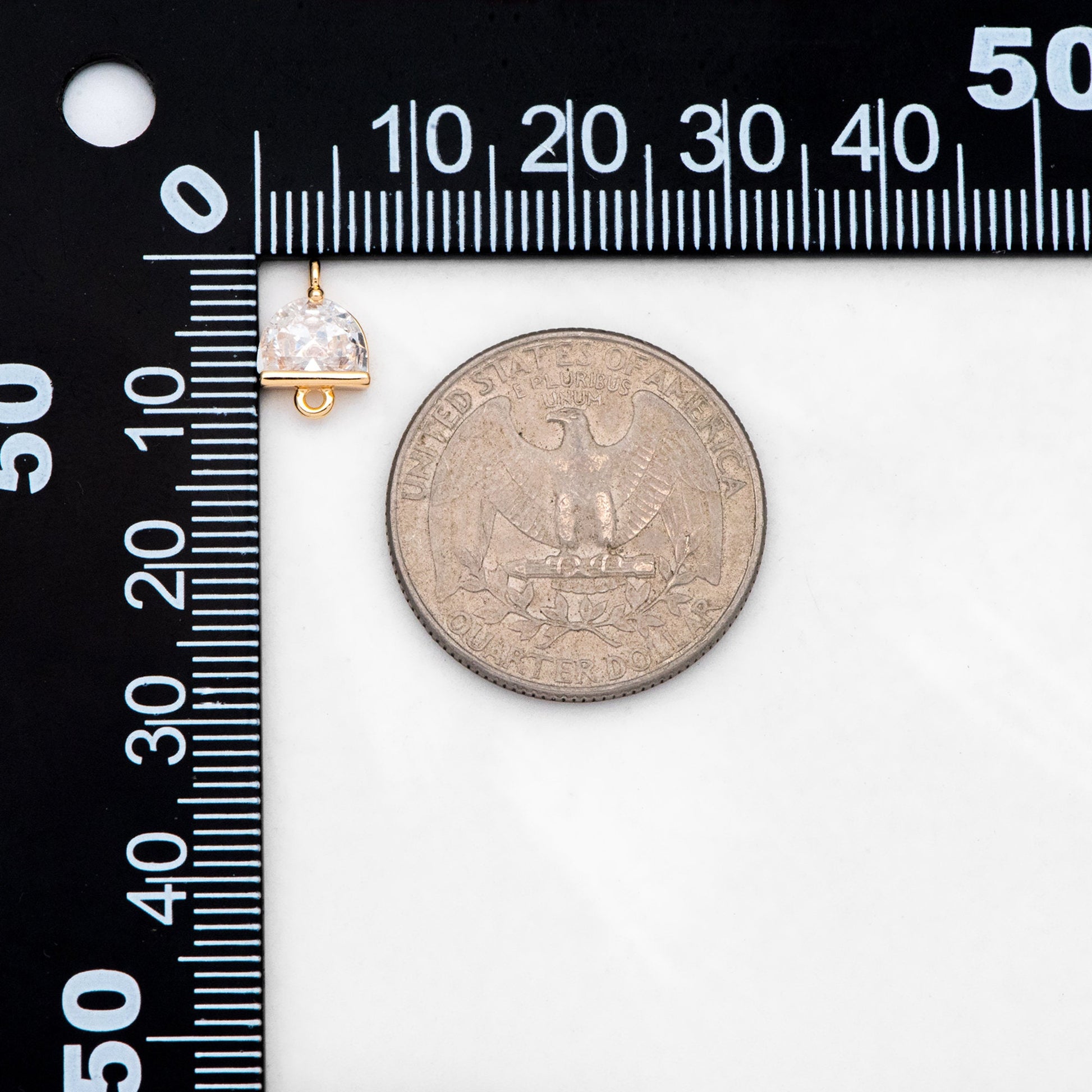 4pcs CZ Pave Gold Half Round Connectors, Gold plated Brass Semicircle Link Charms (GB-3220)