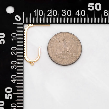 4pcs CZ pave Gold Bar Stud Earring with Loop, Gold Plated Brass Ear post Findings (GB-3233)