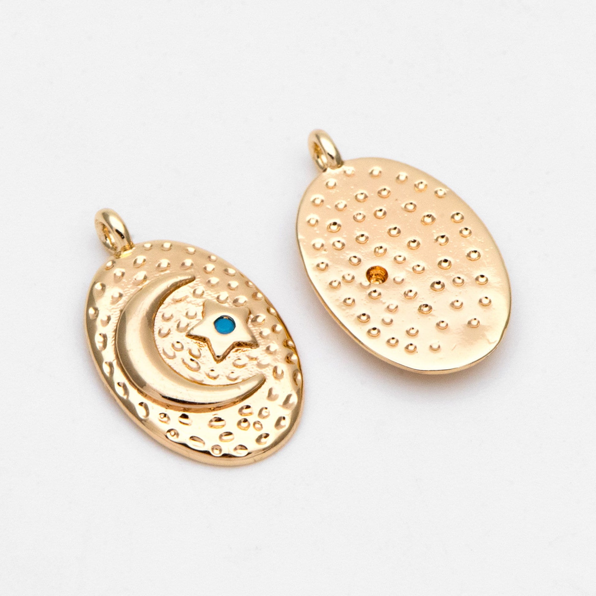 4pcs Gold Oval Moon Star Charms, Earring Findings, Jewelry Making, Diy Material, Jewelry Supplies (GB-2433-E)