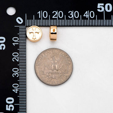 10pcs Gold Round Cross Spacer Beads 10mm, Real Gold plated Brass Spacer Beads (GB-3185)