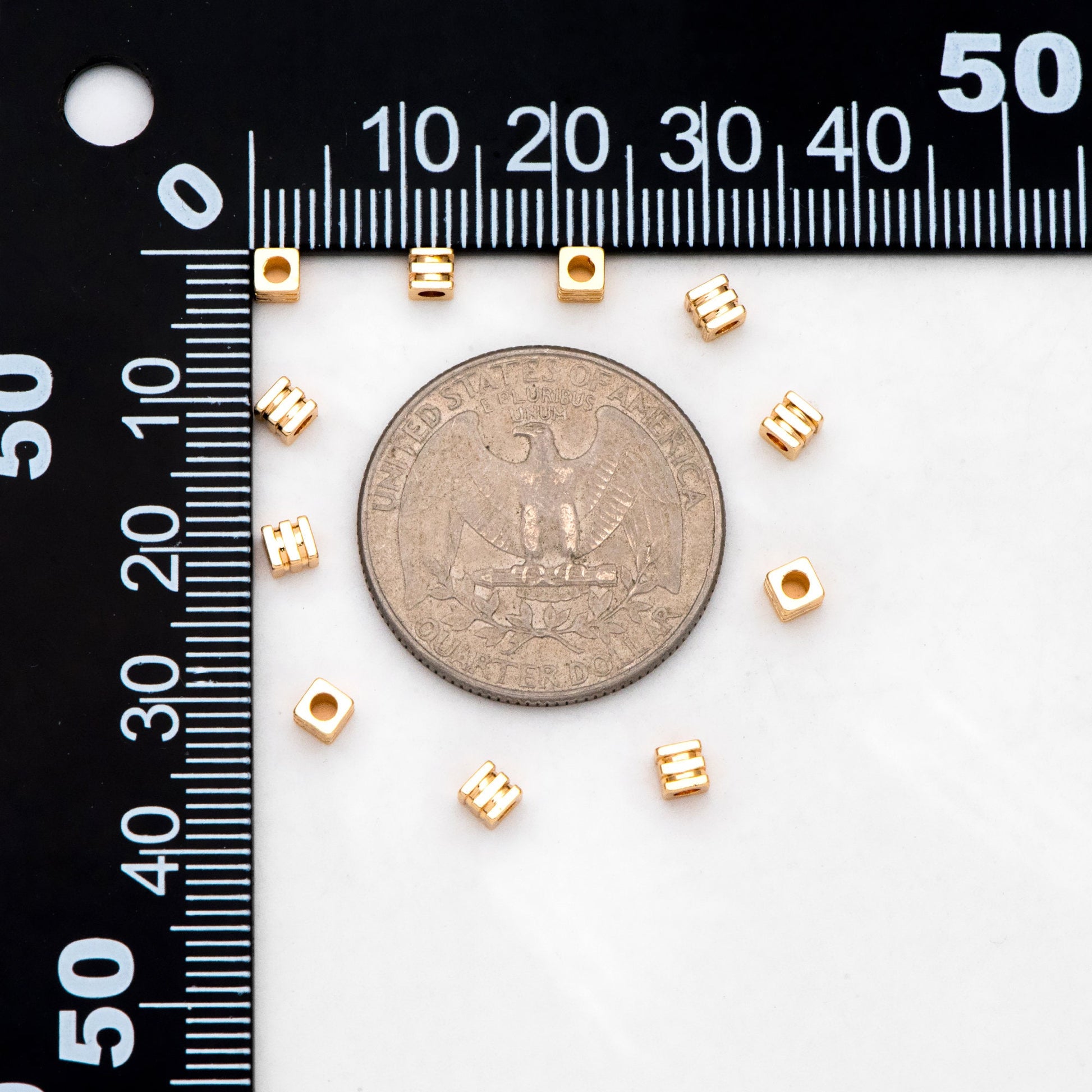 20pcs Gold Cube Spacer Beads 3mm, Real Gold plated Brass Square Beads, Lead Nickel Free (GB-3188)