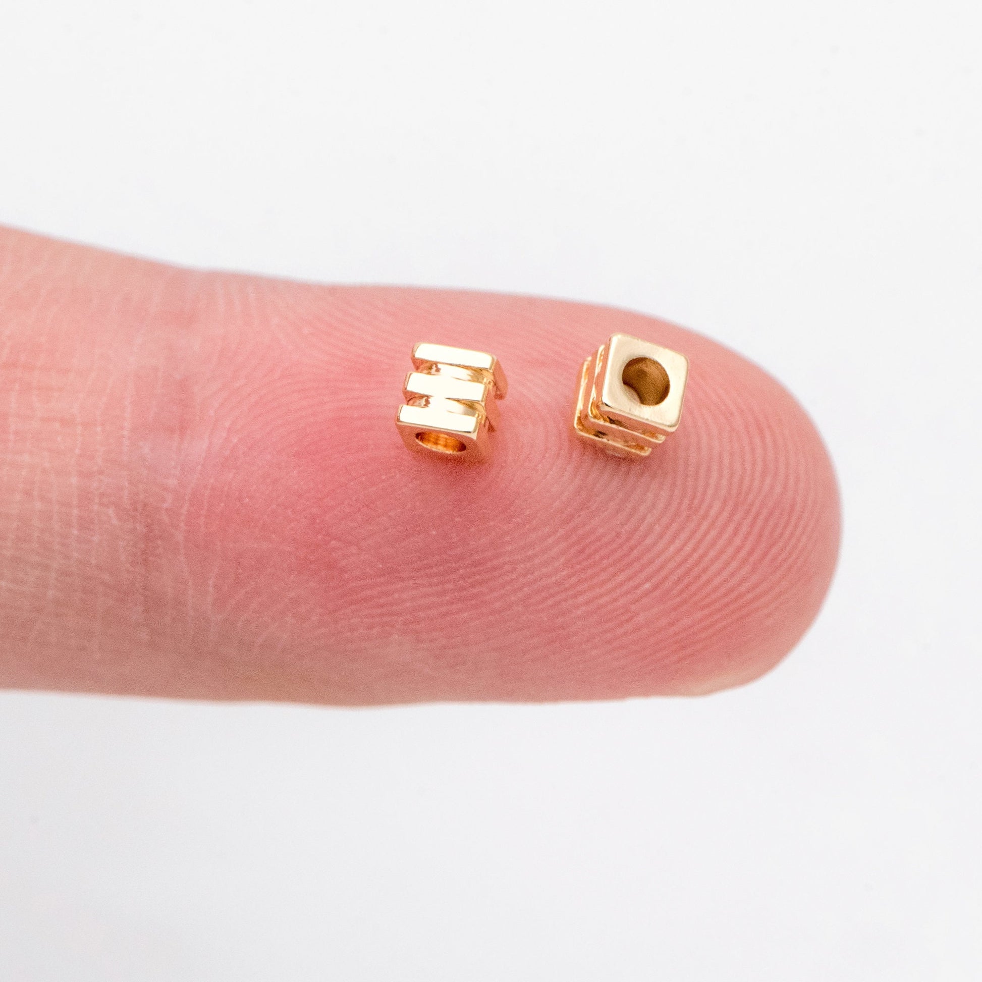 20pcs Gold Cube Spacer Beads 3mm, Real Gold plated Brass Square Beads, Lead Nickel Free (GB-3188)