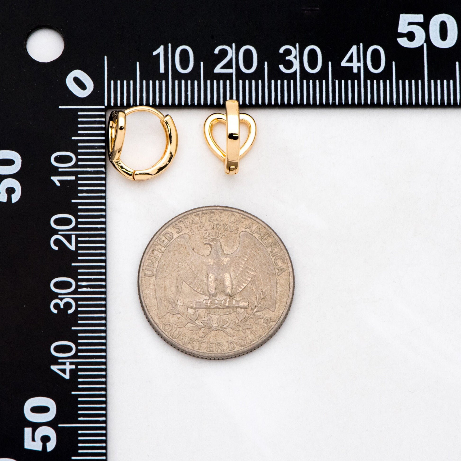 10pcs Gold Heart Hoop Earrings, 18K Gold plated Brass, Huggie Earrings, Minimalist Earring, Small Gold Hoops Earring (GB-3208)