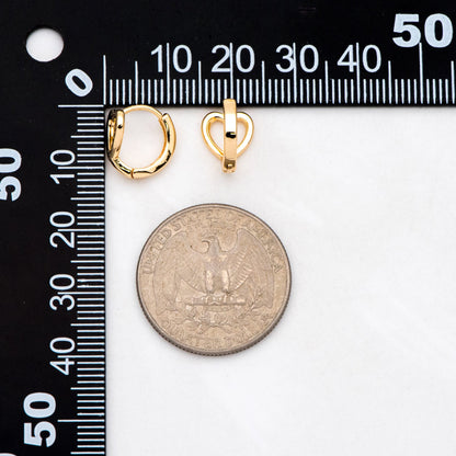 10pcs Gold Heart Hoop Earrings, 18K Gold plated Brass, Huggie Earrings, Minimalist Earring, Small Gold Hoops Earring (GB-3208)