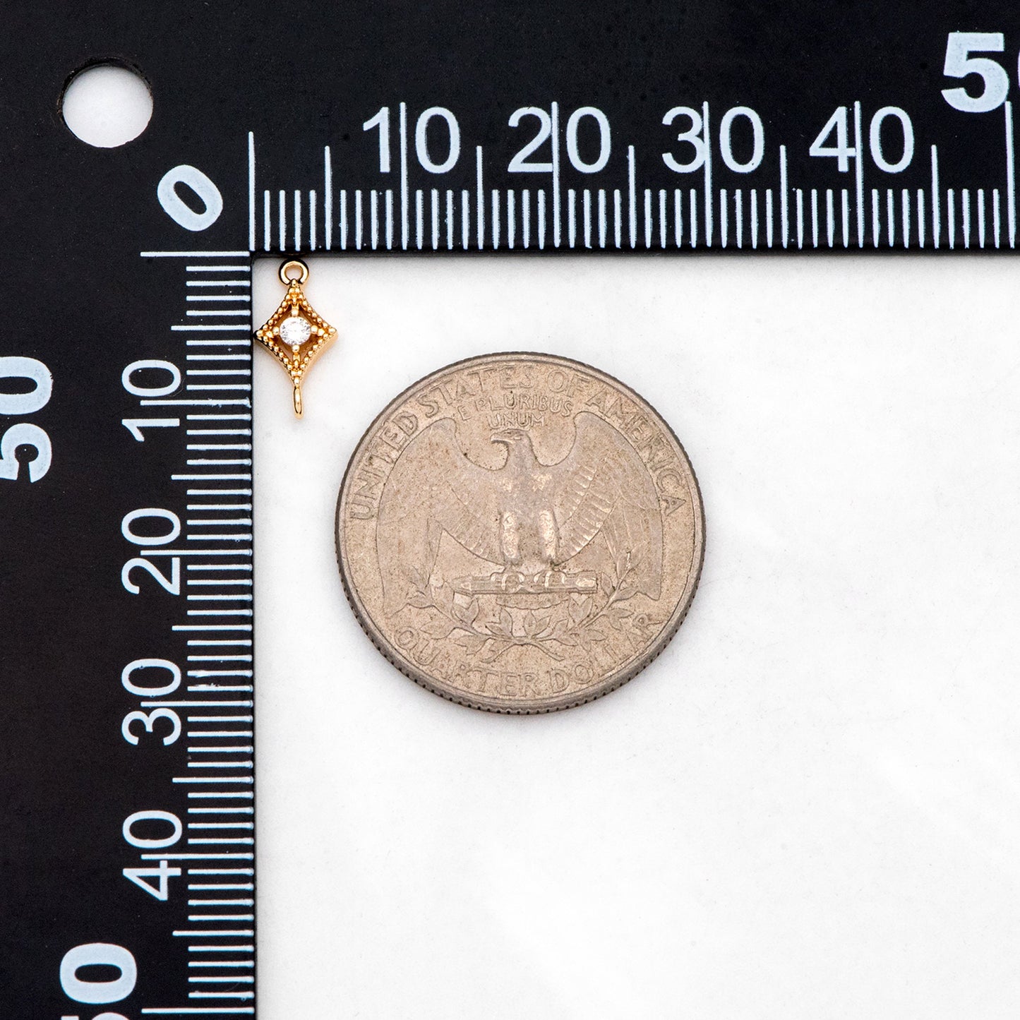 10pcs CZ pave Gold Rhombus Charms 11x6mm, 18K Gold plated Brass, Geometric Connector Pendants (GB-3209)