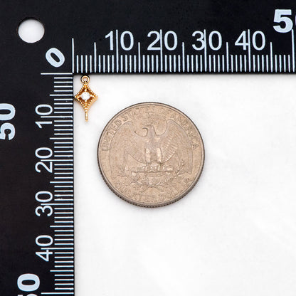 10pcs CZ pave Gold Rhombus Charms 11x6mm, 18K Gold plated Brass, Geometric Connector Pendants (GB-3209)