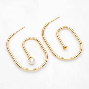 4pcs Gold Minimalist Earring Hook, Pearl Peg Earring Mounts,Half Drilled Pearl Post Earring Settings (GB-3280)