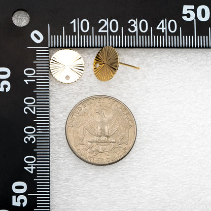 10pcs Gold Round Disc Ear Posts 12mm, 18K Gold plated Brass, Geometric Stud Earring Components (GB-3283)