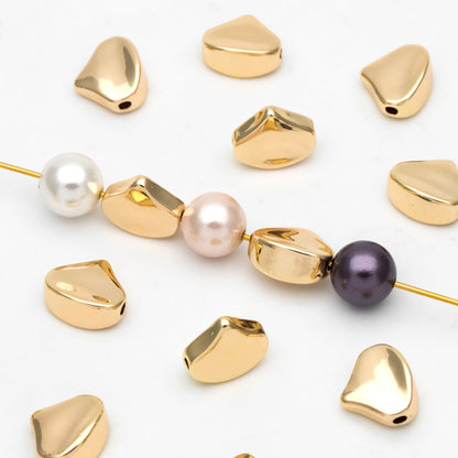 10pcs Gold plated Brass Peach Spacer Beads, Jewelry Making Supplies Wholesale (GB-3285)