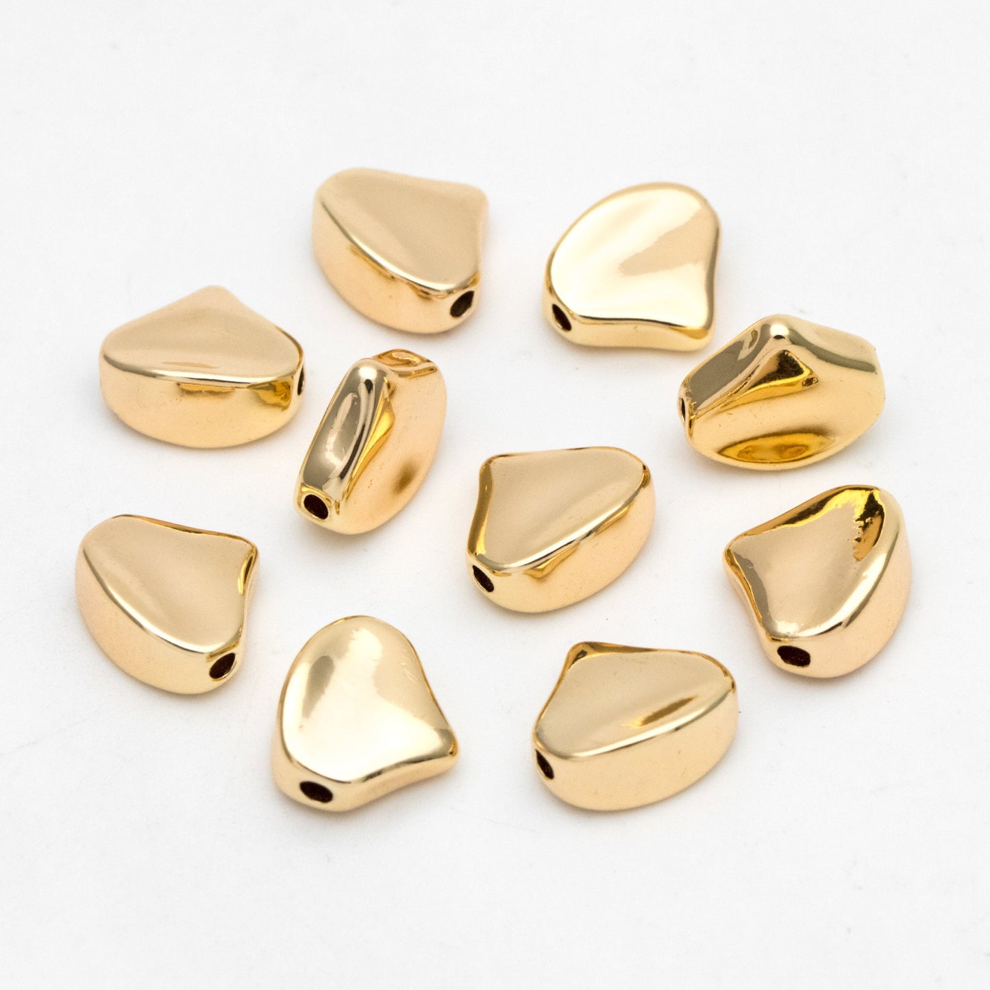 10pcs Gold plated Brass Peach Spacer Beads, Jewelry Making Supplies Wholesale (GB-3285)