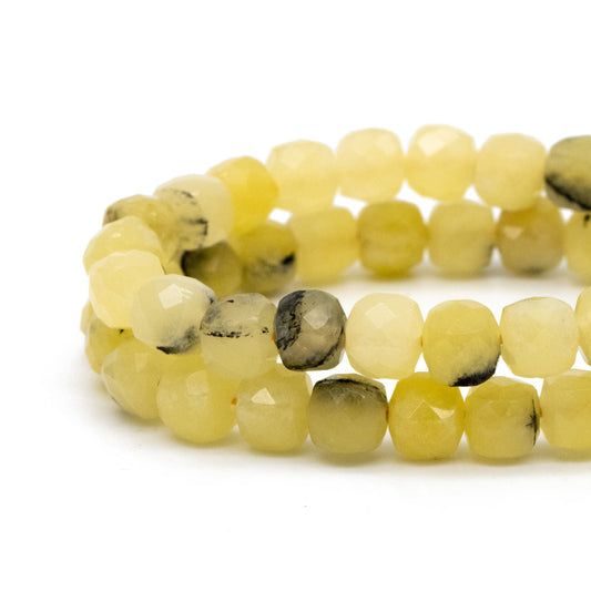 6mm Faceted Cube Quartz Beads, Gemstone Beads, Full 15 inch strands (TR-041)