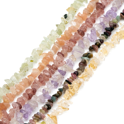 Natural Gemstone Chips Beads Irregular Shaped Freeform Loose Beads Findings with hole for DIY Jewelry Making (TR-060)/ 30 Inches Strand