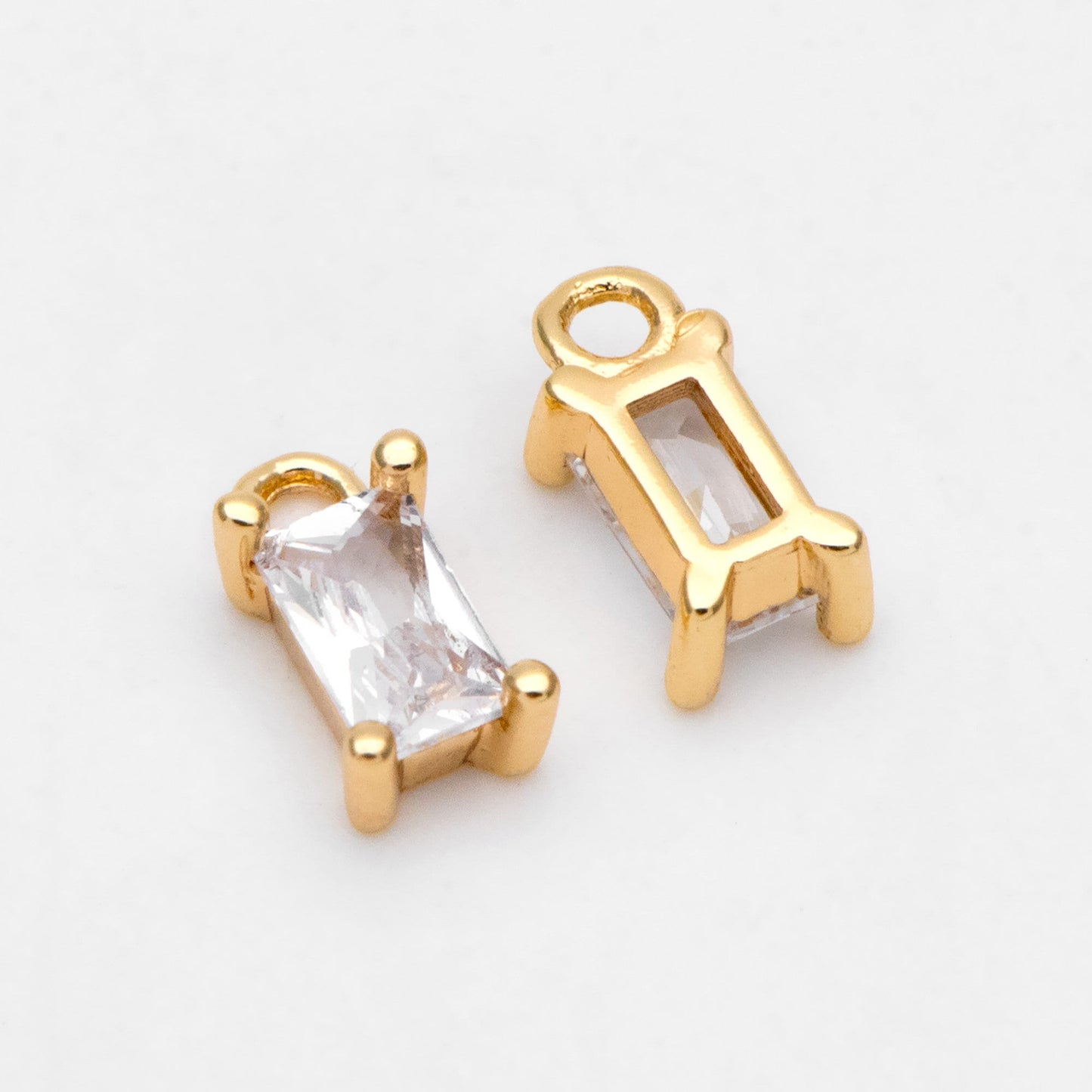 10pcs CZ Pave Gold Rectangle Charms 8x4mm, 18K Gold plated Brass Square Pendants (GB-4582-G)