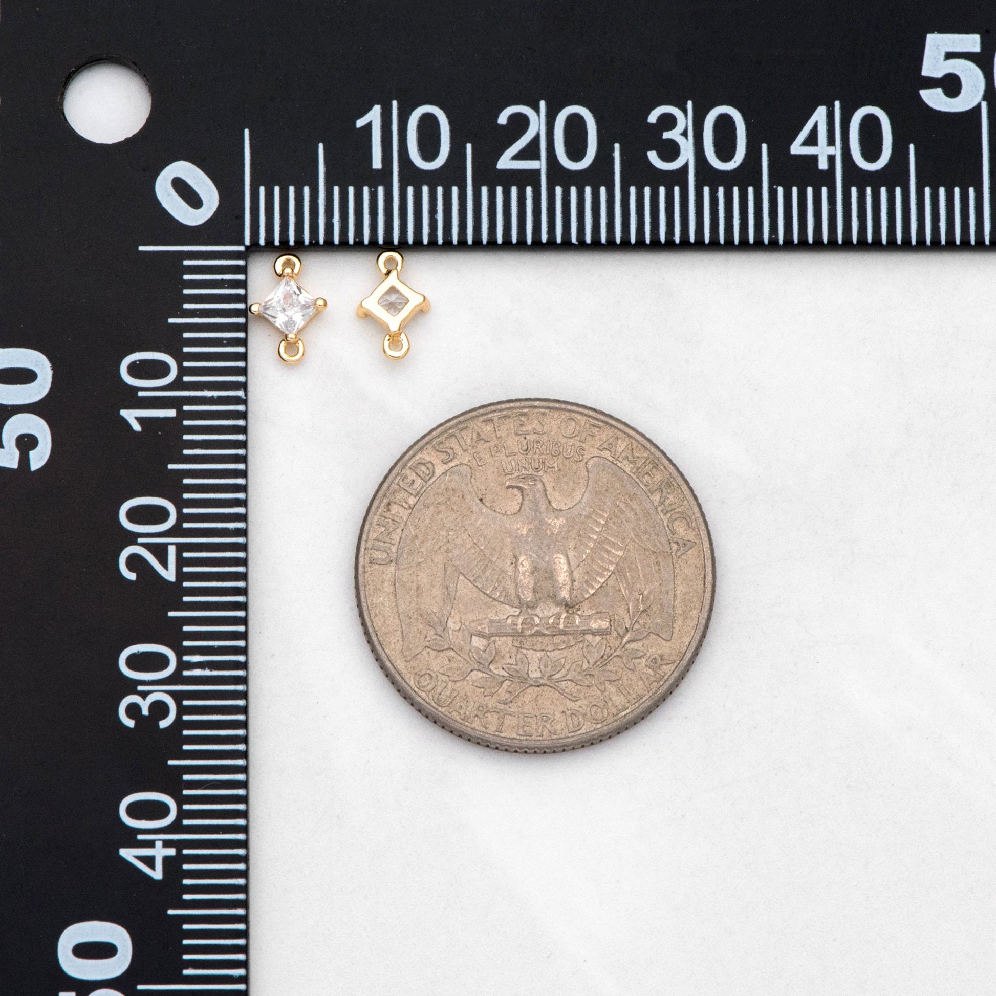 10pcs CZ pave Gold/ Silver/ Rose Gold Rhombus Charms, 8x5mm, 18K Gold/ Rhodium plated Brass,Geometric Connectors, Square Pendants (GB-503-A)