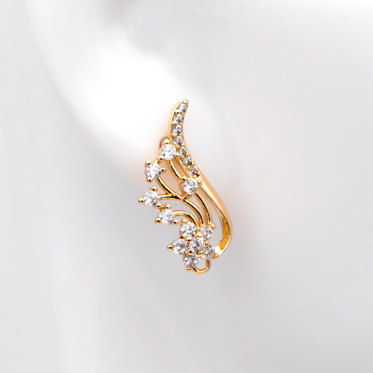 4pcs CZ Pave Gold Filigree Wing Ear post, Dianty Ear Studs, Jewelry Supplies (GB-3221)