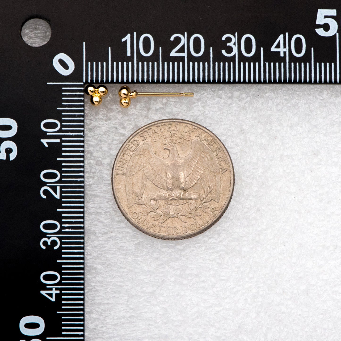 10pcs Extra Tiny Three Ball Stud Earrings, Gold/ Rhodium Plated Brass Stud Earrings, DIY Ear Findings (GB-3268)