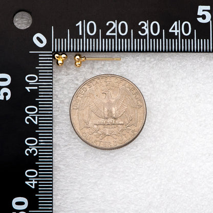 10pcs Extra Tiny Three Ball Stud Earrings, Gold/ Rhodium Plated Brass Stud Earrings, DIY Ear Findings (GB-3268)