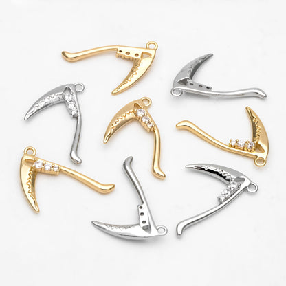 4pcs Gold/ Silver Scythe Pendant, Gothic Amulet, Witchcraft Wicca Amulet, Freak Jewelry, Jewelry Making Diy Material Supplies (GB-2645)
